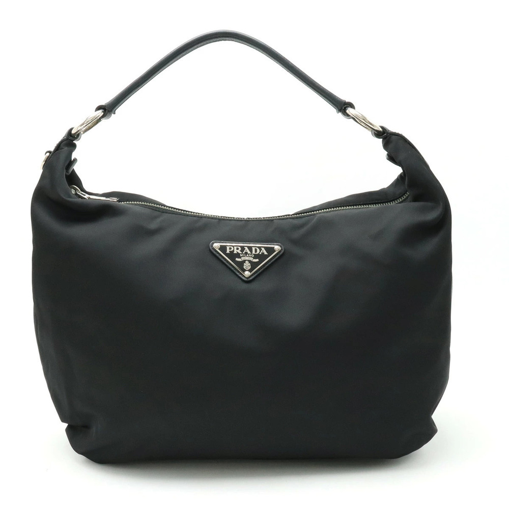 Prada Shoulder Bag Hobo Leather NERO Black
